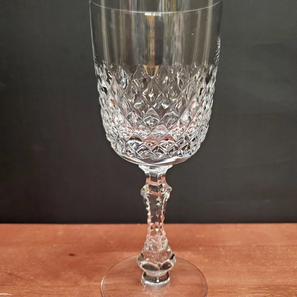 Vintage PARMA by Josair Diamond Crystal Cut Stemware Wine Glasses